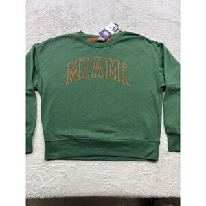 University of Miami Hurricanes Sweatshirt Green Orange Embroidered Womens M